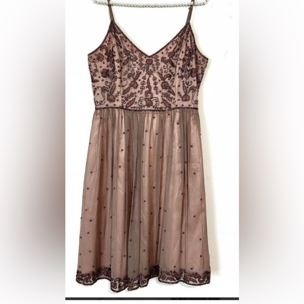 Adrianna Papell Blush Embroidered Gown